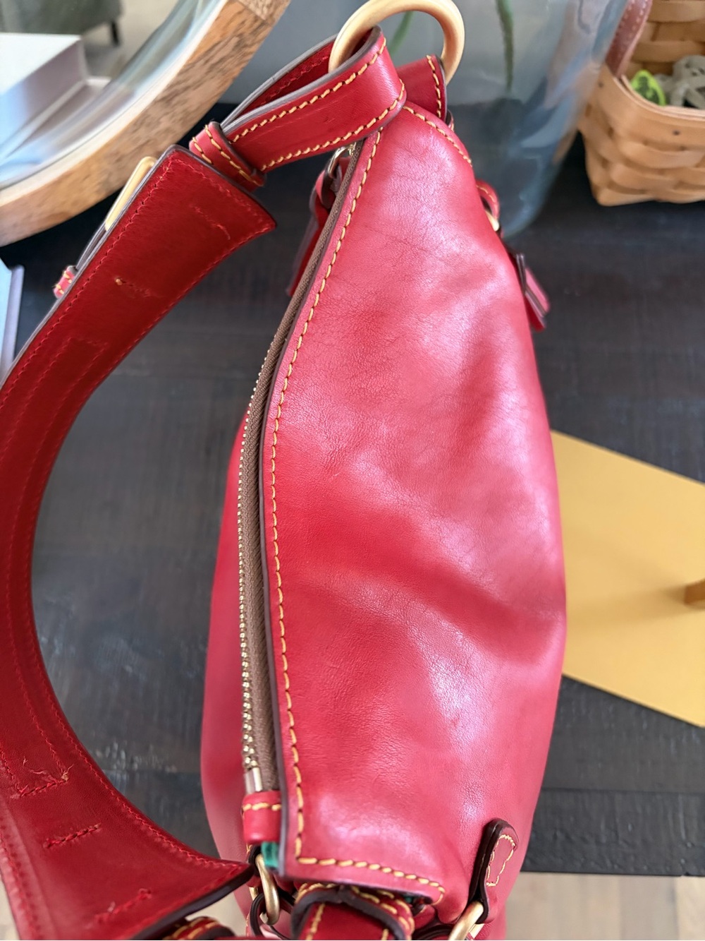 Dooney & Bourke Red Florentine Leather Teagan 30 Bag - Picture 4 of 11